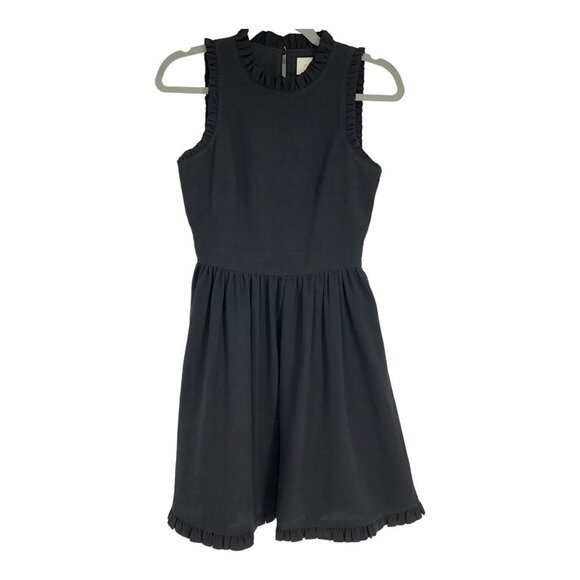 kate spade Black Sleeveless Ruffle Fit-&-Flare Mini Dress size 00 - Picture 2 of 16